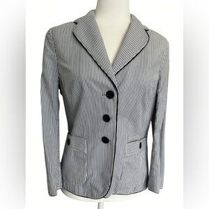 Banana Republic Seersucker Blazer Sz 6 Blue White Stripe Preppy  Jacket NWT
